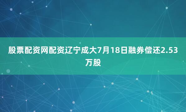 股票配资网配资辽宁成大7月18日融券偿还2.53万股